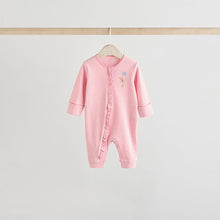 Load image into Gallery viewer, Pink 3 Pack Two Way Zip Baby Sleepsuits (0mths-18mth)