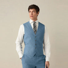 Load image into Gallery viewer, Blue Textured Linen Suit Waistcoat