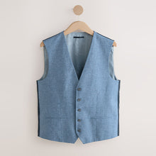 Load image into Gallery viewer, Blue Textured Linen Suit Waistcoat