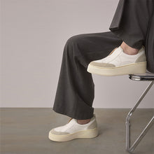 Load image into Gallery viewer, White Slip On Signature Leather Chunky Wedge Platform Trainers