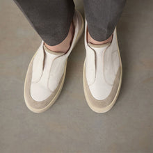 Load image into Gallery viewer, White Slip On Signature Leather Chunky Wedge Platform Trainers