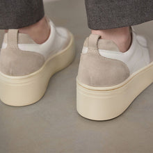 Load image into Gallery viewer, White Slip On Signature Leather Chunky Wedge Platform Trainers