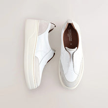 Load image into Gallery viewer, White Slip On Signature Leather Chunky Wedge Platform Trainers