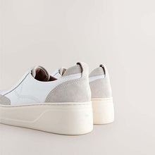 Load image into Gallery viewer, White Slip On Signature Leather Chunky Wedge Platform Trainers