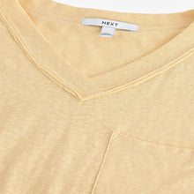 Load image into Gallery viewer, Buttermilk/Yellow Oversized V-Neck Short Sleeve T-Shirt