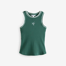 Load image into Gallery viewer, Green/White Ribbed Racer Tank Vest Sleeveless Top