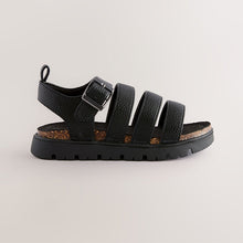 Load image into Gallery viewer, Black Chunky Corkbed Sandals