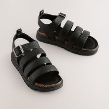 Load image into Gallery viewer, Black Chunky Corkbed Sandals