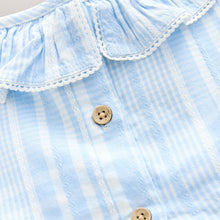 Load image into Gallery viewer, Blue Embroidered Shirred Collar Summer Dress (9mths-6yrs)