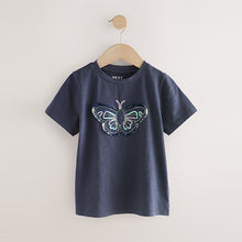 Load image into Gallery viewer, Blue Sequin Butterfly Print T-Shirt (3-10yrs)