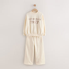 Load image into Gallery viewer, Ecru Slogan Sweatshirt And Wide Leg Joggers Set (3-12yrs)