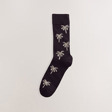 Load image into Gallery viewer, Neutral/Green Summer Palm Tree Pattern Socks 5 Pack