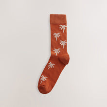 Load image into Gallery viewer, Neutral/Green Summer Palm Tree Pattern Socks 5 Pack