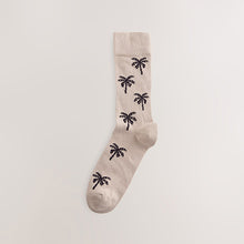 Load image into Gallery viewer, Neutral/Green Summer Palm Tree Pattern Socks 5 Pack