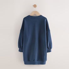 Load image into Gallery viewer, Navy Sequin Star Jumper Dress (3-12yrs)