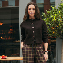 Load image into Gallery viewer, Chocolate Brown Crew Neck Knitted Cardigan