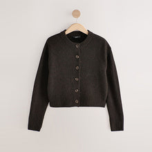 Load image into Gallery viewer, Chocolate Brown Crew Neck Knitted Cardigan