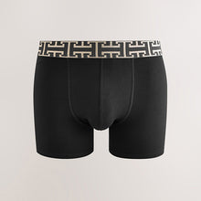 Load image into Gallery viewer, Black Mixed Metallic Pattern Waistband Trunk Boxers 5 Pack