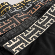 Load image into Gallery viewer, Black Mixed Metallic Pattern Waistband Trunk Boxers 5 Pack