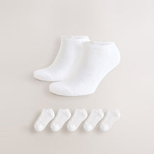 Load image into Gallery viewer, White Cushioned Sole Sports Trainer Socks 5 Pack