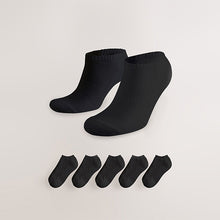 Load image into Gallery viewer, Black Cushioned Sole Sports Trainer Socks 5 Pack