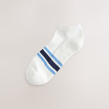 Load image into Gallery viewer, White Striped 5 Pack Cushioned Trainers Socks