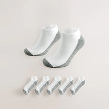 Load image into Gallery viewer, Grey/White 5 Pack Cushioned Trainers Socks