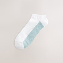Load image into Gallery viewer, White/Blue 5 Pack Cushioned Trainers Socks