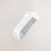 Load image into Gallery viewer, White/Blue 5 Pack Cushioned Trainers Socks