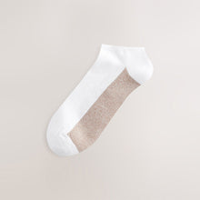 Load image into Gallery viewer, White/Blue 5 Pack Cushioned Trainers Socks