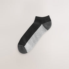 Load image into Gallery viewer, Black/Grey 5 Pack Cushioned Trainers Socks