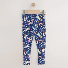 Load image into Gallery viewer, Navy Rainbow Unicorn Leggings (3-12yrs)