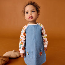 Load image into Gallery viewer, Pumpkin Print Raglan Denim Dress (3mths-6yrs)