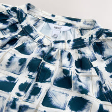 Load image into Gallery viewer, Ecru/Navy Grid Print Long Sleeve V-Neck Blouse