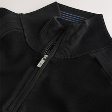 Load image into Gallery viewer, Black Plain Slim Fit Viscose Quarter Zip Neck Jumper