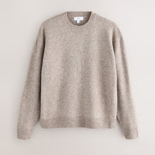Load image into Gallery viewer, Neutral Relaxed Fit Cosy Crew Neck Jumper with Wool