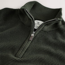 Load image into Gallery viewer, Khaki Green Texture Quarter Zip Jumper