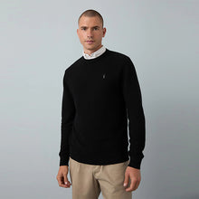 Load image into Gallery viewer, Black Regular Fit Textured Oxford Mock Shirt Jumper