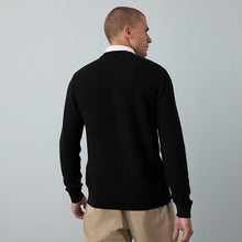 Load image into Gallery viewer, Black Regular Fit Textured Oxford Mock Shirt Jumper