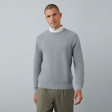 Load image into Gallery viewer, Grey Regular Fit Textured Oxford Mock Shirt Jumper