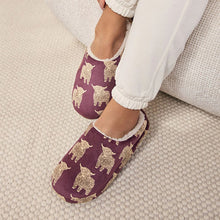 Load image into Gallery viewer, Burgundy Hamish the Highland Cow Slippers