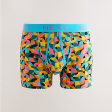Load image into Gallery viewer, Bright Blue/Orange/Purple Circle Geo Print A-Front Boxers 5 Pack