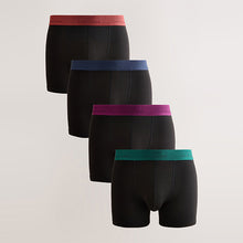 Load image into Gallery viewer, Black Metallic Red/Green Waistband Modal Blend Signature Trunks