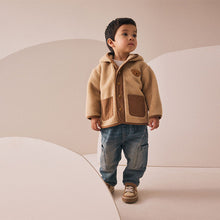 Load image into Gallery viewer, Tan Brown Hooded Fleece Zip Through Jacket (3mths-6yrs)