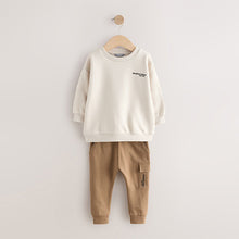 Load image into Gallery viewer, Ecru Off White Utility Sweatshirt and Super Skinny Joggers Set (3mths-6yrs)