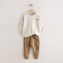 Load image into Gallery viewer, Ecru Off White Utility Sweatshirt and Super Skinny Joggers Set (3mths-6yrs)