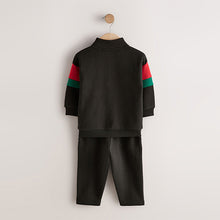 Load image into Gallery viewer, Black Half Zip Top and Joggers Set (3mths-6yrs)