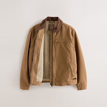 Load image into Gallery viewer, Tan Brown Canvas Borg Lined Jacket