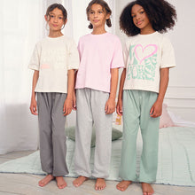 Load image into Gallery viewer, Green/Pink Love Slogan Jogger Pyjamas 3 Pack (4-12yrs)