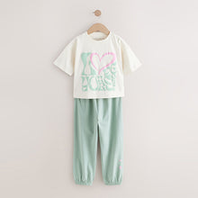 Load image into Gallery viewer, Green/Pink Love Slogan Jogger Pyjamas 3 Pack (4-12yrs)